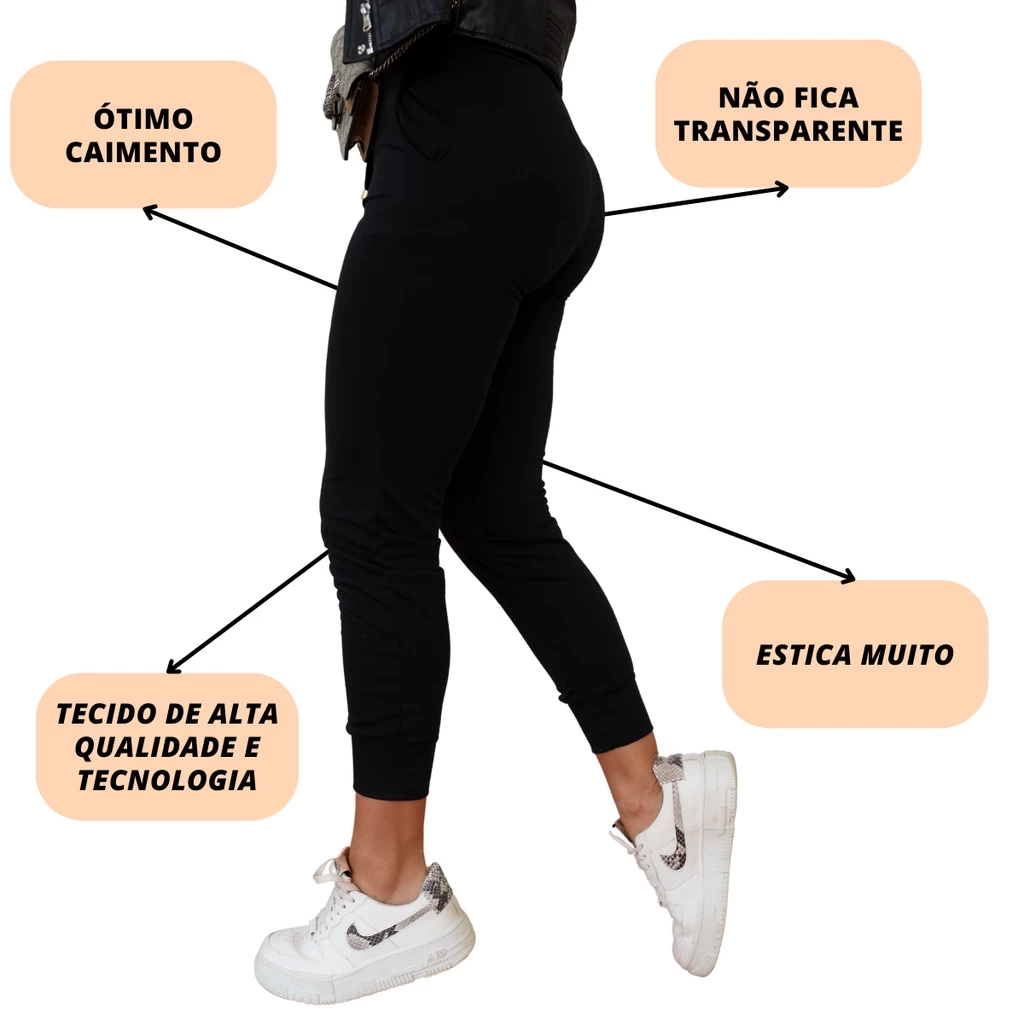 KIT 3 Calça Jogger Ribana Feminina Cintura Alta Tipo Calca Moletom Academia Feminino - Imagem 7
