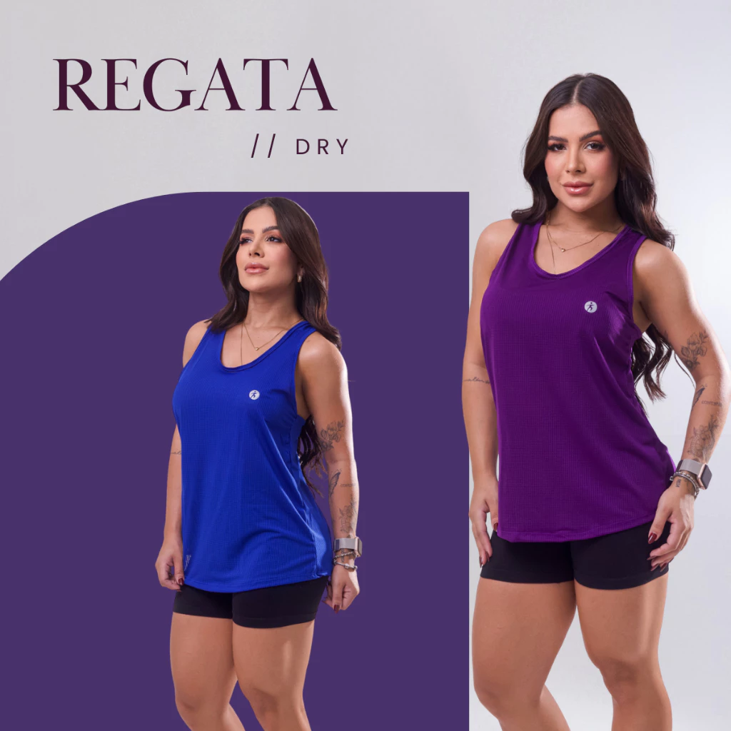KIT 4 Regata Dry Fit Feminina Academia Costas Nadador Esportiva Confortável Lisa - Imagem 5