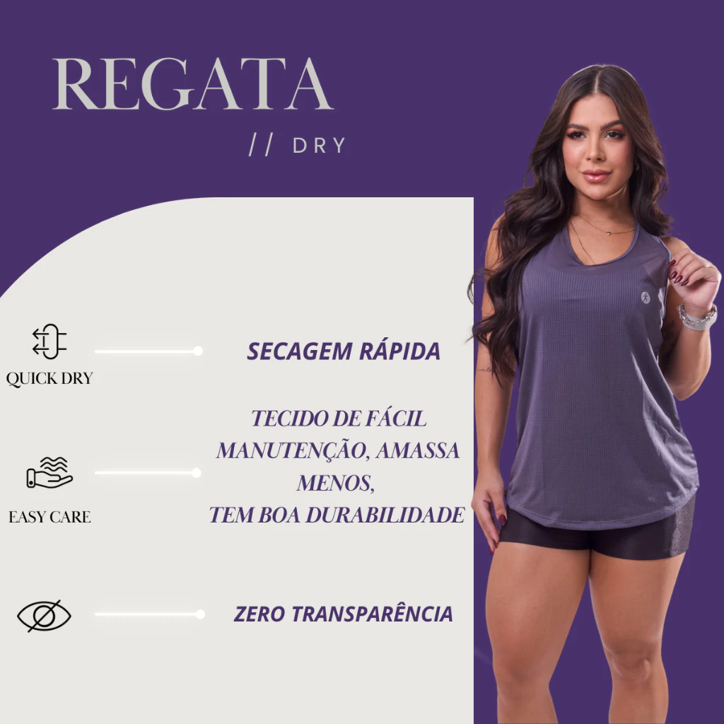 KIT 4 Regata Dry Fit Feminina Academia Costas Nadador Esportiva Confortável Lisa - Imagem 3