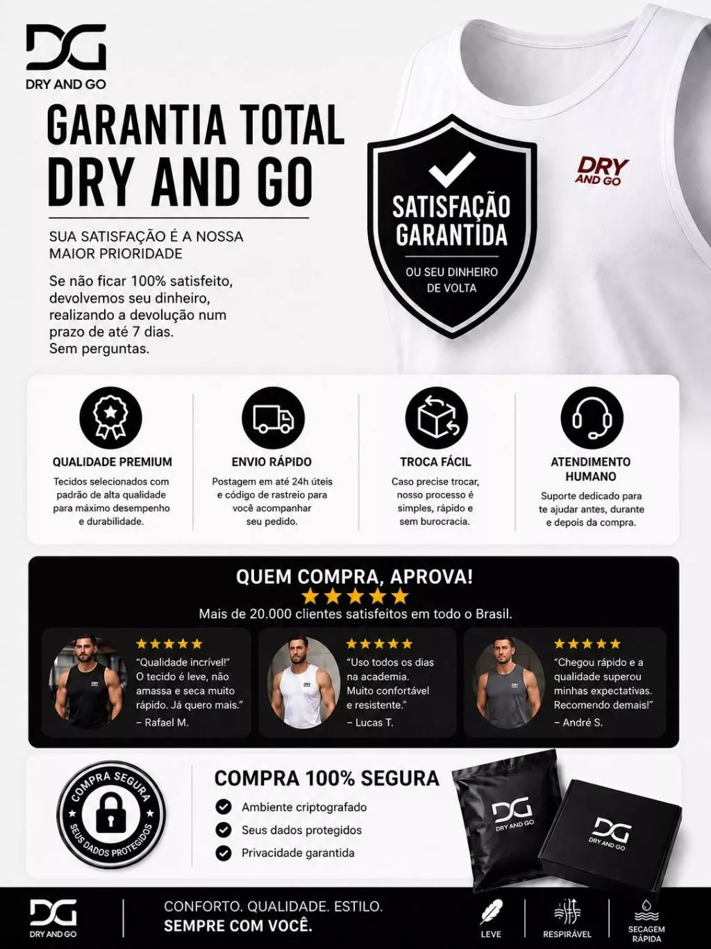 Kit 3 Regatas Dry Fit Masculina Academia Treino Leve Respirável Dry And Go - Imagem 6