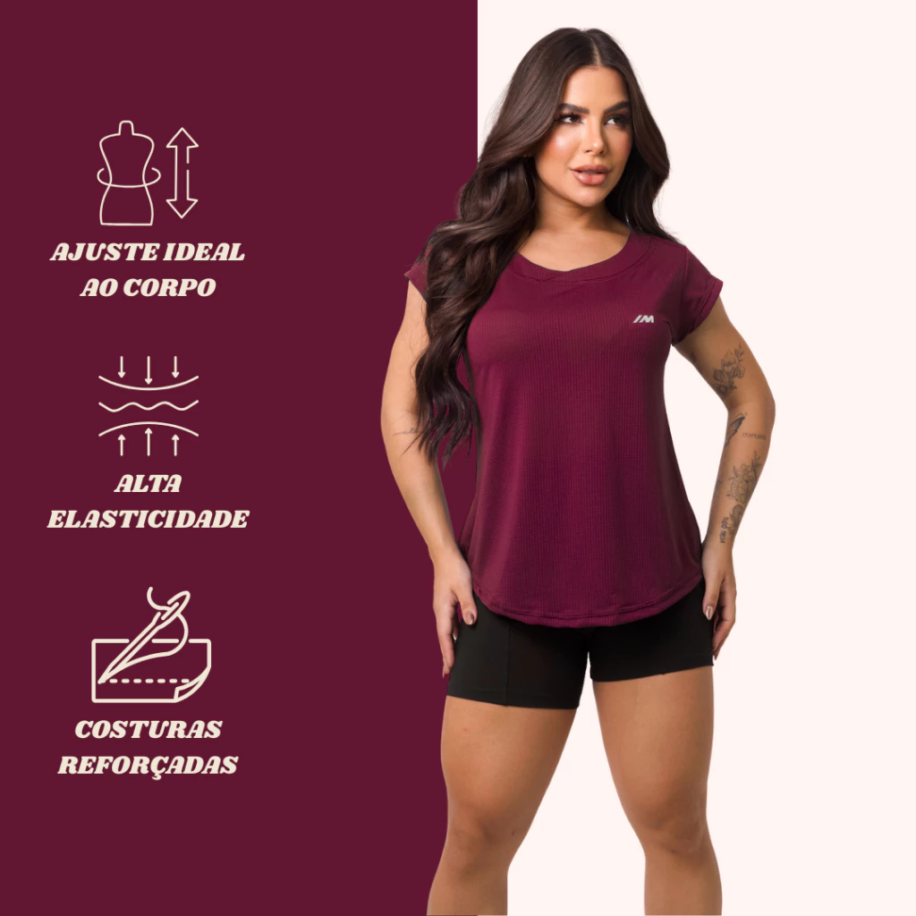 KIT 4 Camisa Academia Dry Fit Blusa feminina - Imagem 5
