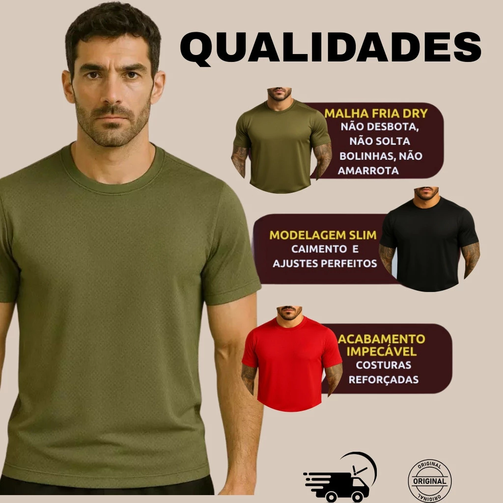 2 Camisas Masculina Tecido Colmeia Esportiva DryFit - Imagem 3